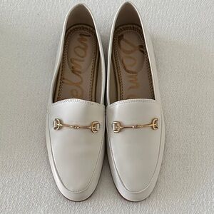 Sam Edelman Cream Loafers with Gold Detail